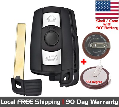 1x Replacement Remote Key Fob SHELL / CASE & VL2020 90 Degree Battery For BMW