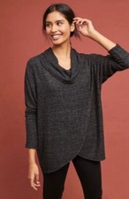 Anthropologie Saturday Sunday Sweater Womens XS Gray Cowl Neck Relaxed Tunic
