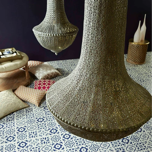 XL Coastal Boho 40"H  Moroccan Anthropologie Style  Silver Pendant Chandelier - Picture 3 of 3