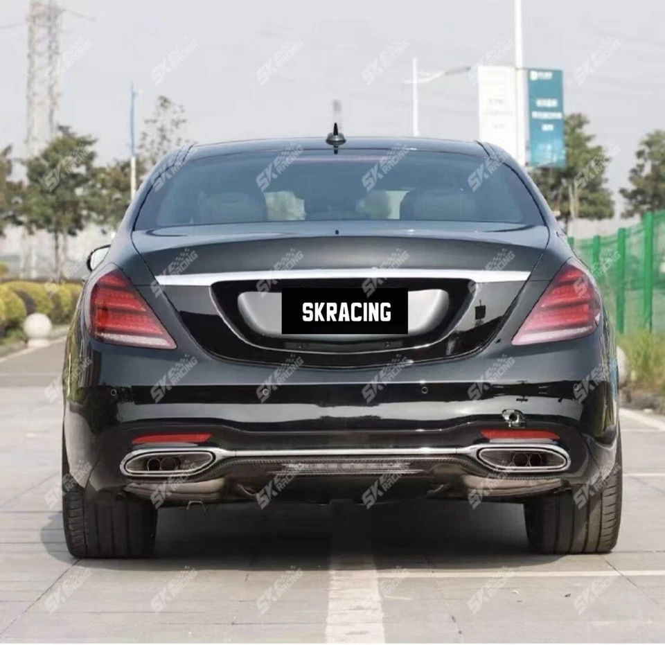 Tira de escape de parachoques trasero cromada para Mercedes Benz Clase S S450 S560 2018+ Foto 2 de 4