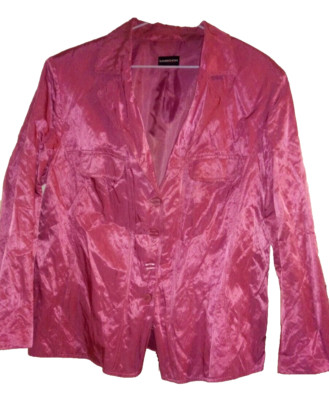SAMOON GARRY WEBER  CRUMPLED DESIGNER WATER REPELLENT PINK BLAZER PLUS SIZE 22UK