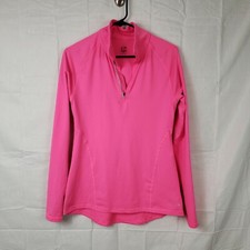 Champion Womens Duo Dry Pink Comfort Long Sleeve Quarter Zip Activewear Top Sz S