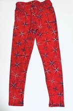 LuLaRoe America SPARKLERS FIREWORKS Leggings 4TH OF JULY One Size OS Red EUC