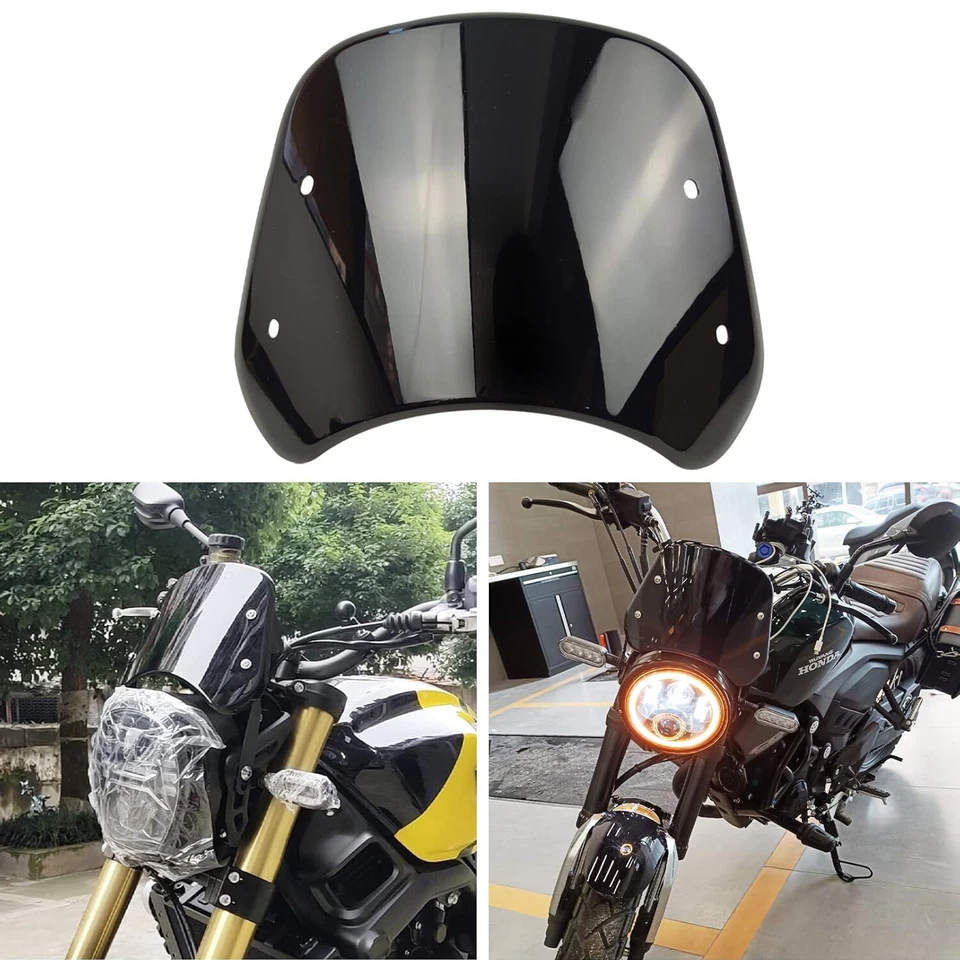 Preto para Honda CB 250 350 400 500 650 com defletor de para-brisa farol 5-7"" - Imagem 2 de 4