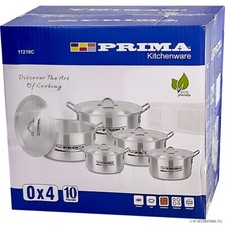 10Pc Large Aluminium Cookware Set Cooking Pots Casserole Catering Saucepan
