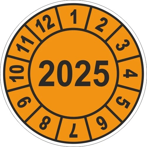 UVV Prüfplaketten Jahresplaketten Wartung BGV D27 2025 Orange