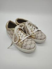 Michael Kors Kids Toddler Sz 13 Monogram Gold Trim Logo MK Sneakers "Ivy Rebeca"
