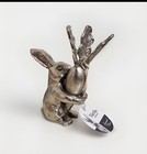 Martha Stewart Silver Brass Metal Sitting Easter Bunny Rabbit w/ Carrot Figurine