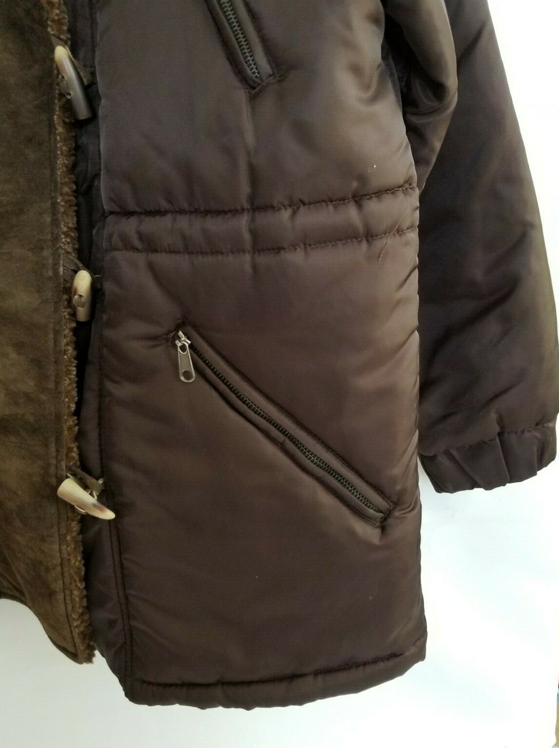 Climate Zone Puffer Jacket Collared Brown Toggle … - image 6