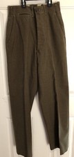 WW2 US Army Button Fly OD Green Wool Trousers Pants Size 28 X 31