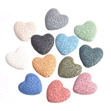 5pcs Natural Lava Stone Heart Shape 20mm 26mm Loose Beads For Jewelry Making Lot