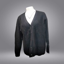 Pure Splendor Women's Jacket Sz L Cashmerebutton Front V-neck Black A619758