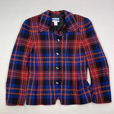 Pendleton Classic Wool Blazer Womens 10 Plaid Lined Jacket Casual Business