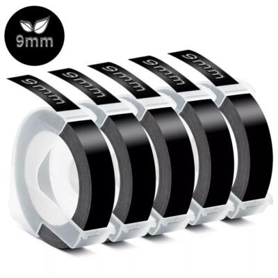 5PK For DYMO Organizer Xpress Label Maker 3D Embossing Tape 520109 Black 3/8''