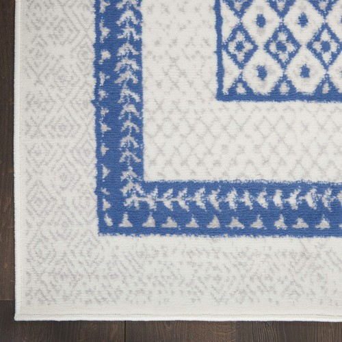 Nourison Whimsicle Geometric Ivory Blue 8'4" x 11'6" Area Rug Easy Cleaning - Picture 5 of 9