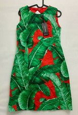 New  Dolce & Gabbana Banana Leaf Silk Cotton Sheath Dress Size 40