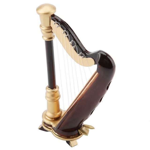 Miniature Harp Model Mini Musical Instrument Model Craft Wooden