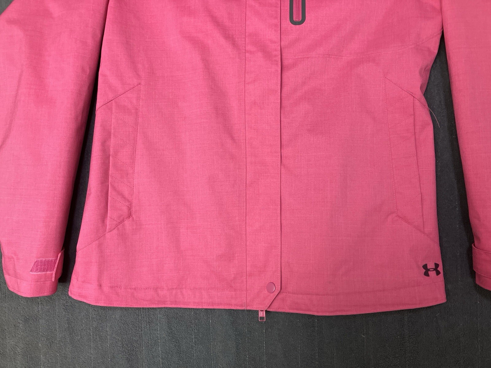 Under Armour Jacket Women’s Large Pink Full Zip Lined Rain Windbreaker Coat thumbnail 3