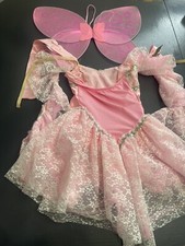 Curtain Call Fairy Princess Costume Pink Lace Dress Girls Ballet Dance 6X Wings