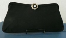 Vintage Silk Clutch Evening Bag w Jeweled Clasp 1950s Evening Bag CLEAN 