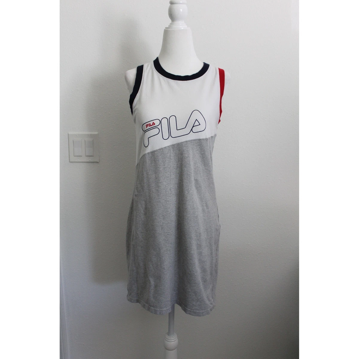 knee length dresses for ladies FILA WOMENS ESSENTIALS LASERCUT DRESS