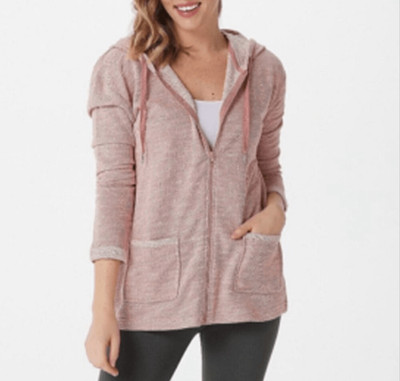 Koolaburra by UGG $98 French Terry Zip Hoodie Cardigan Ash Rose Small NEW