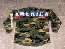 The America Patriotic RARE Camo Camouflage Spirit Jersey Shirt Usa Made Medium