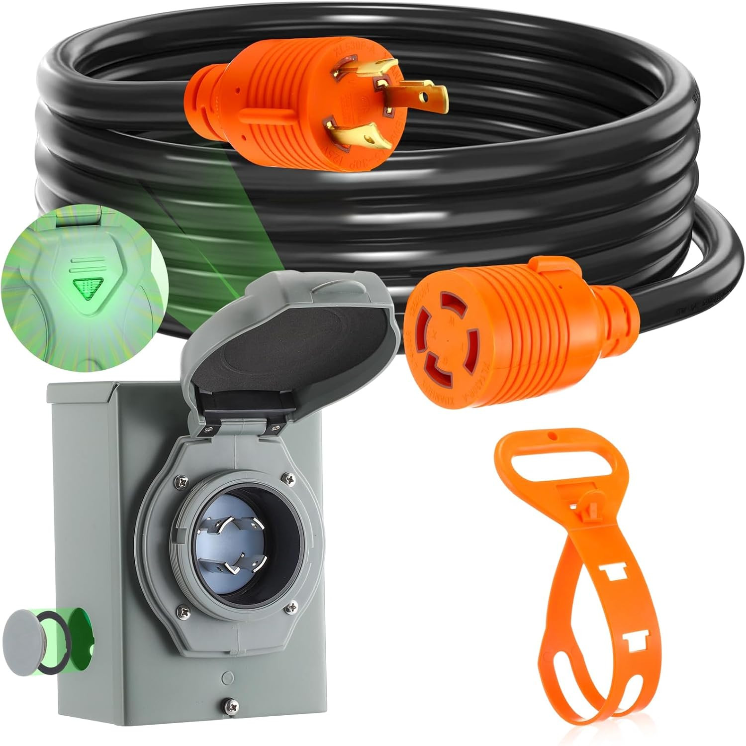 Cord And Power Inlet Box, L5-30p To L14-30r 30 Amp 3 To 4 Prong
