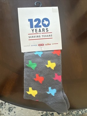 H-E-B 120 Years Texas Geometric Crew Socks Gray Limited Edition Size M/L M: 8-12