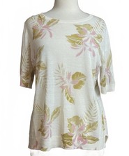 Loft cream sweater with delicate pastel floral and fern print large