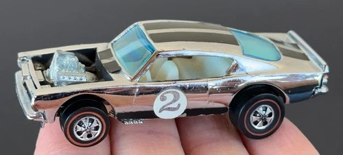 Vintage Hot Wheels Redline 1970 Chrome King Kuda Club Car #2 - WHITE Int., NM+