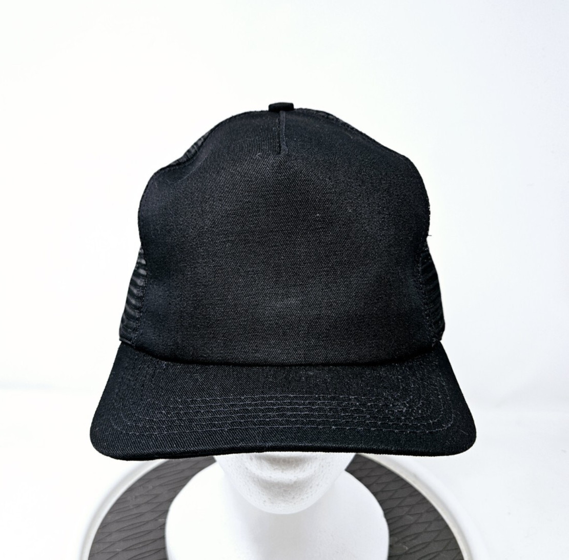 Vintage Black 90s Mesh Trucker Snapback Hat USA Made NWOT
