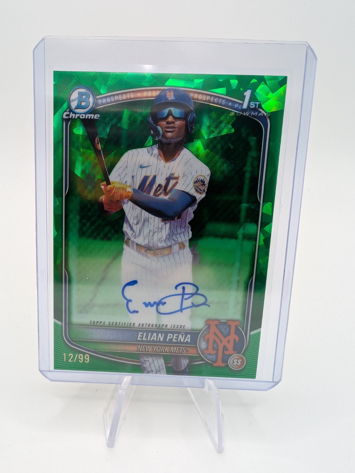 2025 Bowman Chrome Sapphire Elian Pena Bowman 1st Auto Green /99 - NY Mets