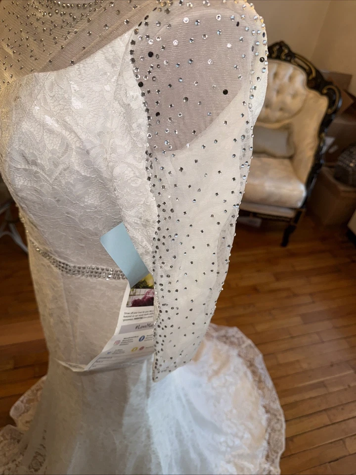 #158 Vestido de novia Mary’s manga 3/4 encaje blanco nuevo con etiquetas talla 12 Foto 4 de 4