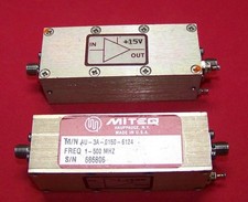 One Miteq AU-3A-150 very low noise amplifier 1-500MHz with typically 1dB N.F.