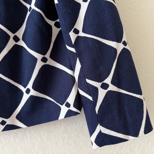 Boden Textured Blazer Jacket Size 8R Geometric Blue White Lined Cotton - Picture 5 of 12