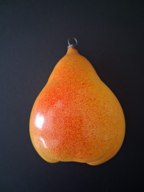 Antique German Glass Large Unslv. Pear Ornament