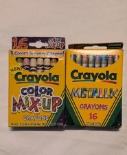 Vintage Crayola Crayons Metallic And Color Mix-Up 16 Count Each