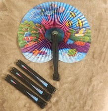 9 Pcs Folding Handheld Fans Paper Chinese Oriental  Ocean Life  Party Favors