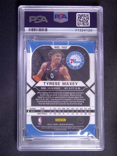 2020-21 Panini Obsidian Tyrese Maxey #162 RC Rookie White Pulsar PSA 10 - Bild 2 von 2