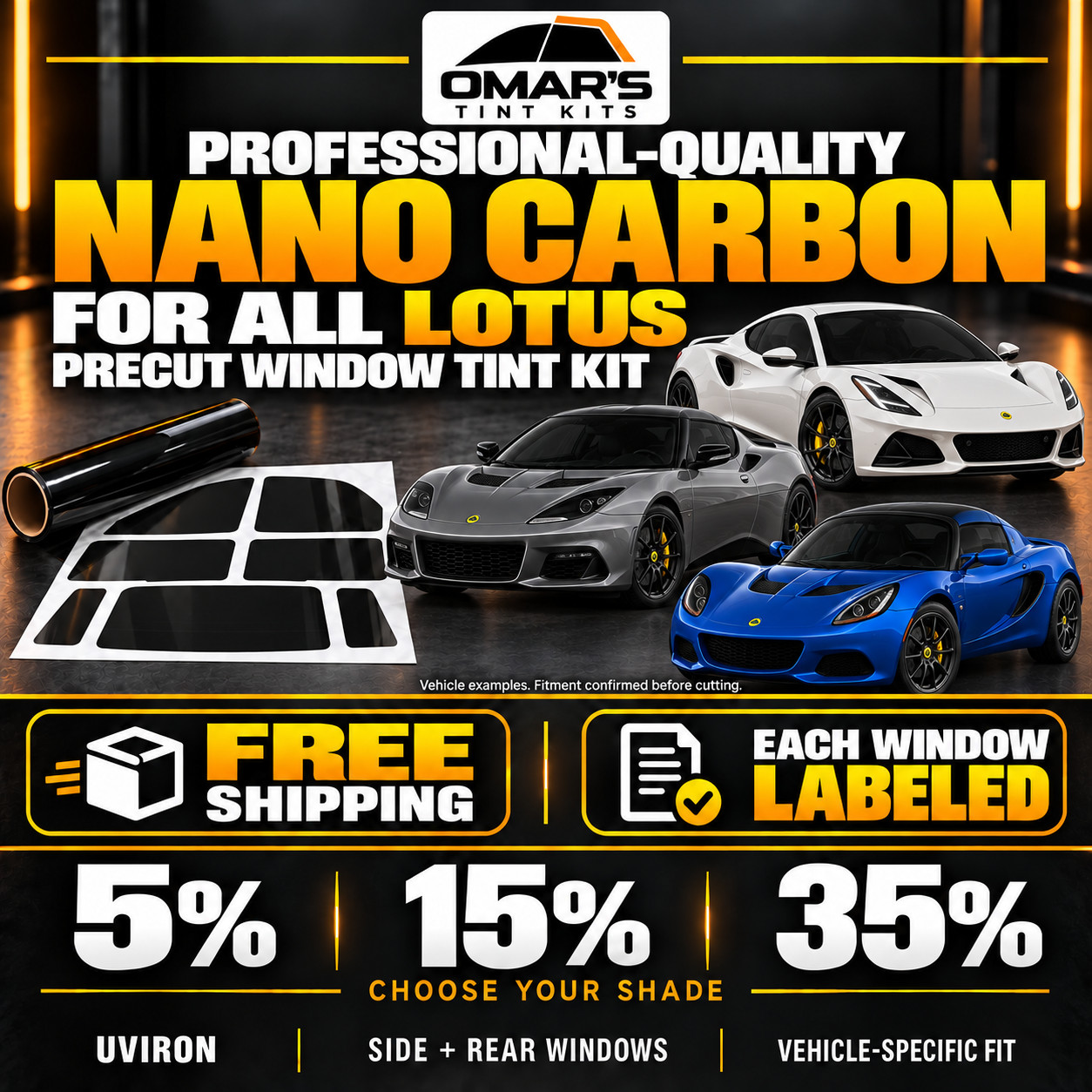 Lotus Evora Rear Window tints Set