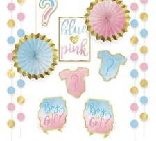 The Big Reveal Gender Pink Blue Baby Shower Party Room Decorating Kit NEW