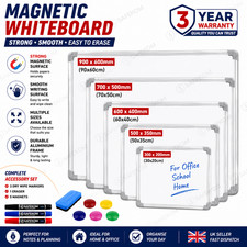 MAGNETIC WHITEBOARD SMALL LARGE WHITE BOARD DRY WIPE NOTICE OFFICE SCHOOL HOME