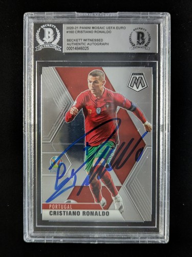 2021 Panini Mosaic UEFA Euro CRISTIANO RONALDO Hard Signed Auto #160 BGS AUTH