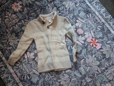 Cat Jack Boys Beige Knit Cardigan Sweater Button Mock Neck Lined Size S 6/7