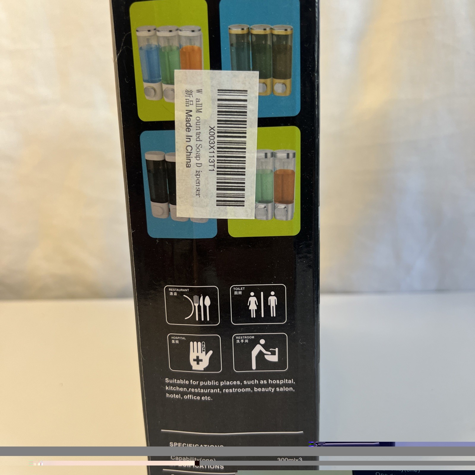 Soap Dispenser Wall Mounted Shower Soap Liquid Dispenser 3 x 300ml WHITE NIB