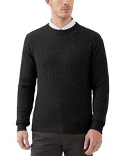 Men's Cable Knit Crewneck Sweater Pullovers Wool Blend Relax Fit X-Large Black