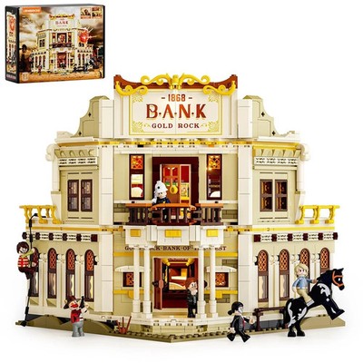 Building Bricks Set Western Bank Heist 2875 Pcs Wild West Collection Lumibricks