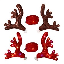 Christmas Car Decor With LED Light, Vehicle Exterior Reindeer Antlers  Nose