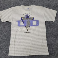 Miller T-Shirt Mens Size Large Grey Striped University of Dubuque Spartans USA